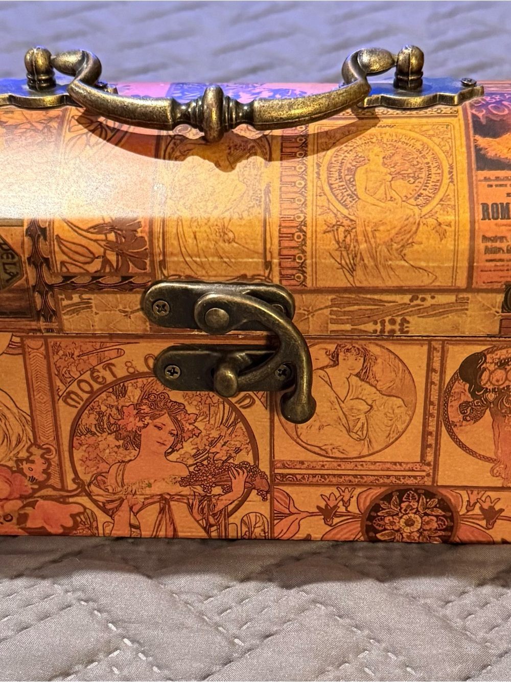 Art Nouveau Style Decorative Wooden Chest Box